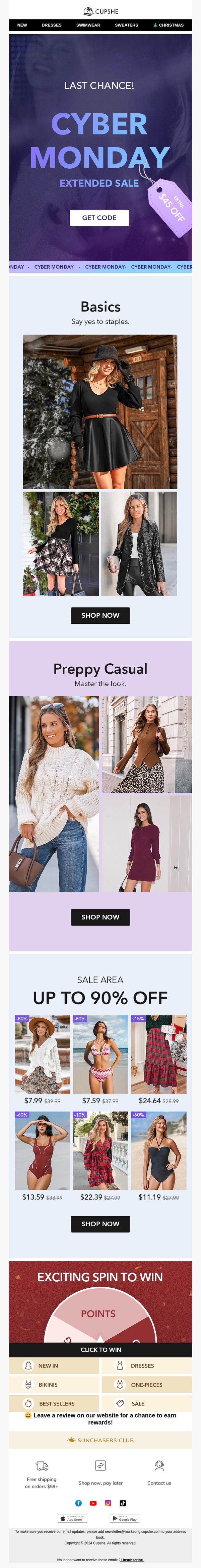 8. Cupshe: Cyber Monday Extended Sale 🏃🏻‍♀️‍