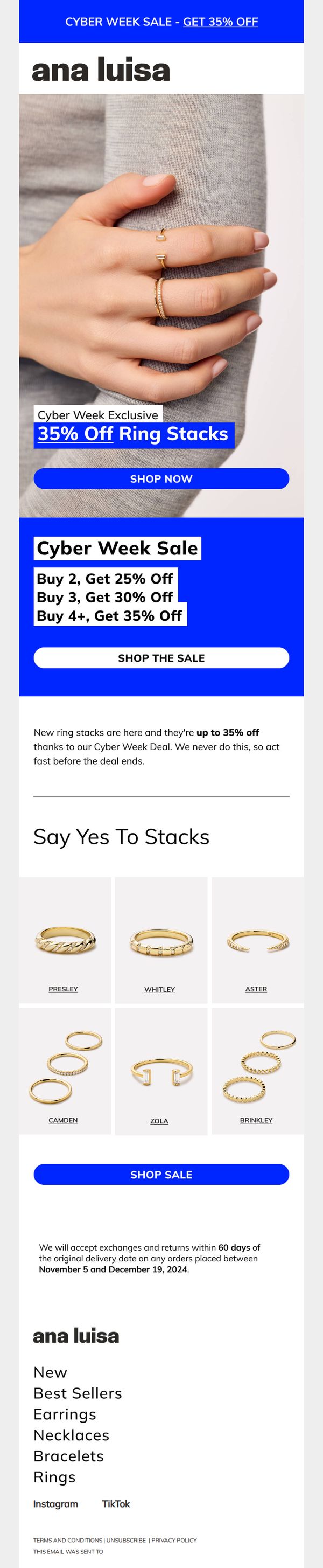 7. Ana Luisa: 💍 CYBER WEEK DEAL INSIDE 💍