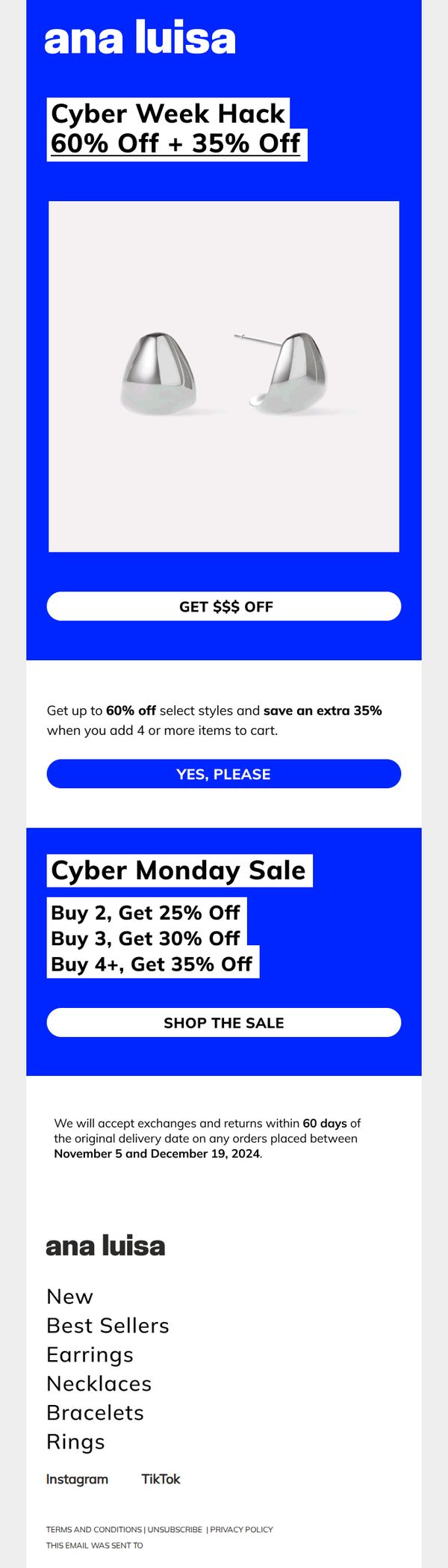 9. CYBER WEEK: 60% OFF + 35% OFF