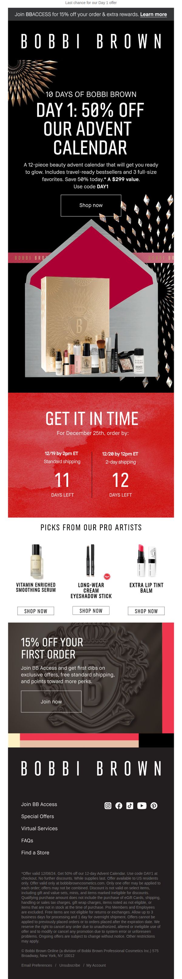 9. Bobbi Brown: Ends tonight: 50% off our Advent Calendar