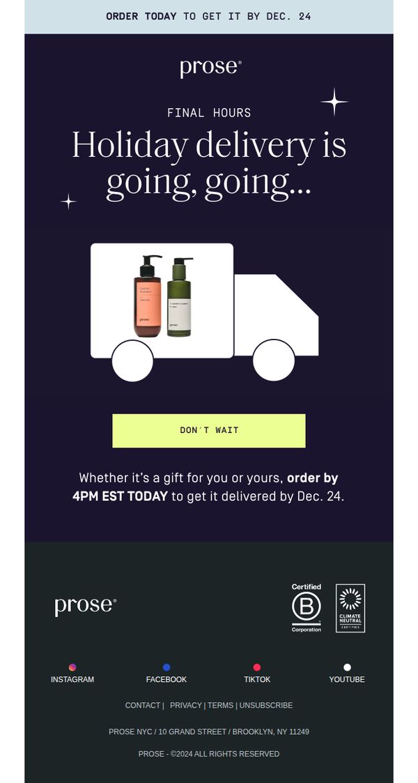 10. HURRY! Order by 4PM today for Christmas delivery
