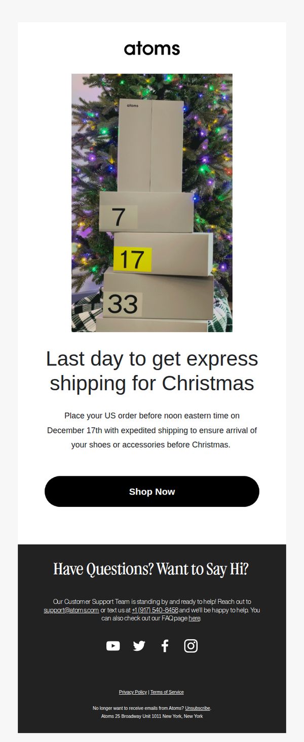 9. It's the Final Day to Ship Atoms in Time for the Holidays!