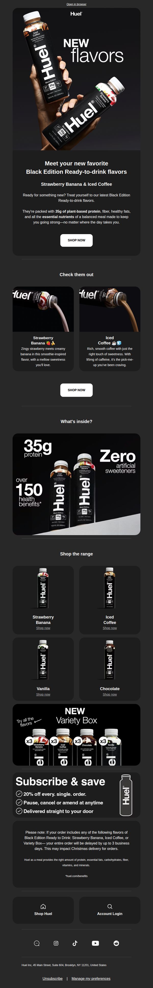 10. Huel: 🚨 New Flavors Alert: Black Edition Ready-to-drink.