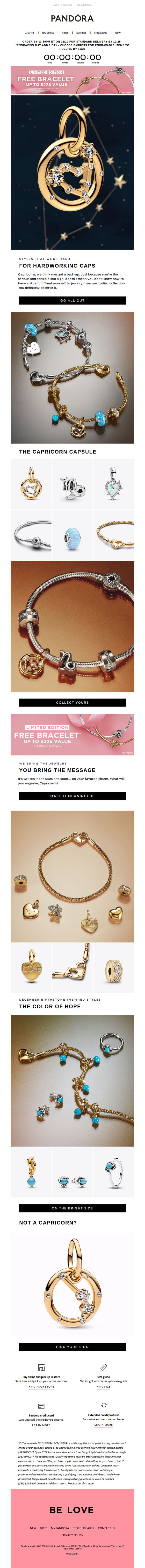 8. Pandora: ENDS TODAY! Final day to get your gifts by Christmas