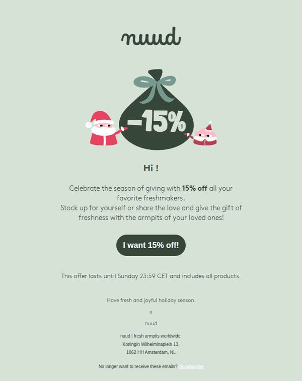 8. 15% off everything