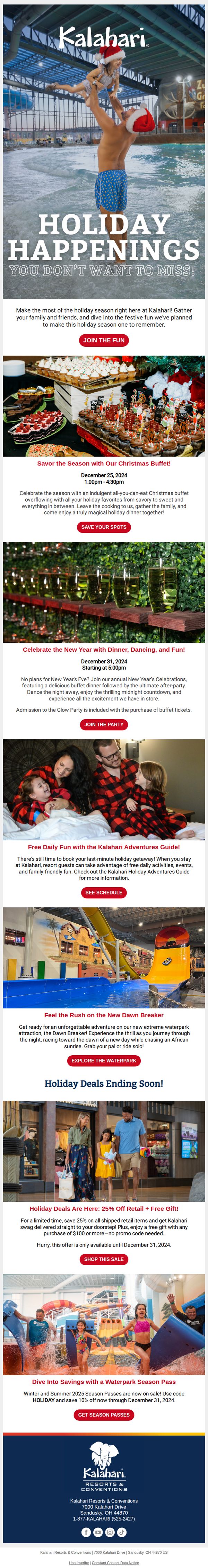 9. Kalahari Resorts: Make This Holiday Season Unforgettable at Kalahari!