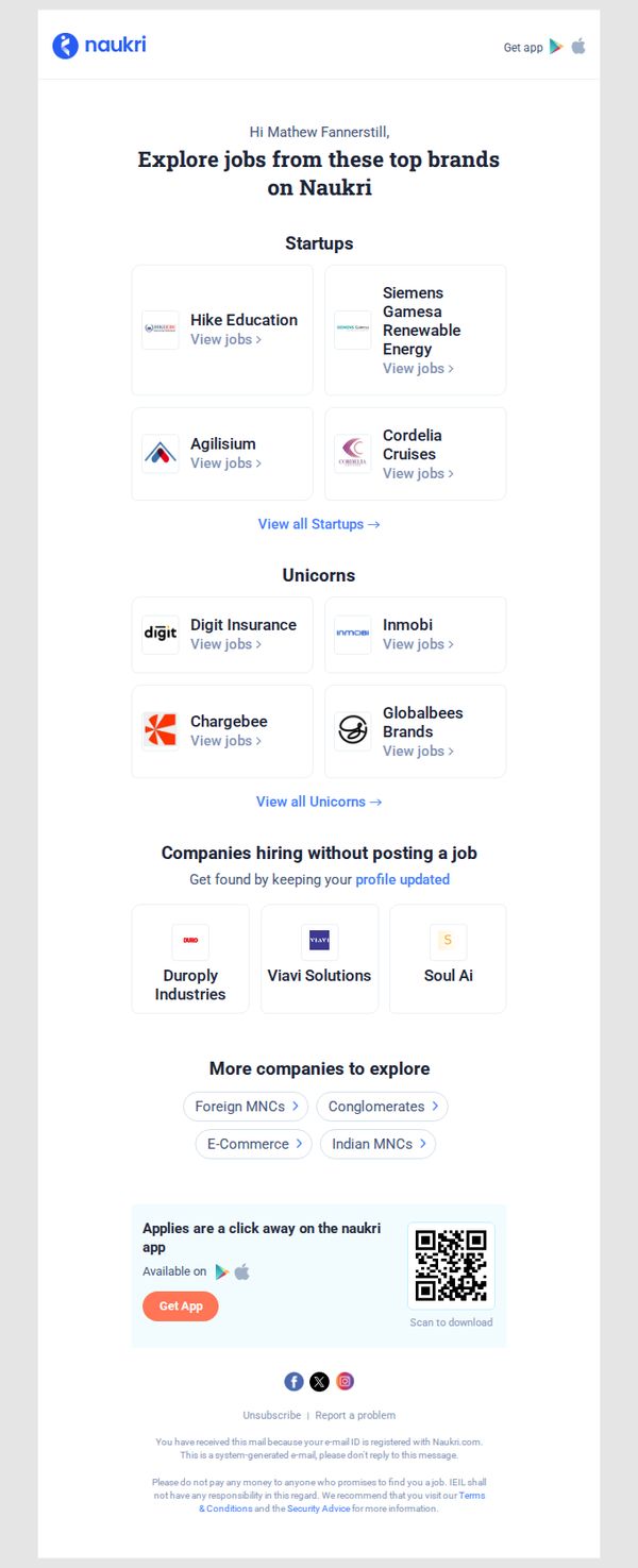 6. Mathew Fannerstill, Top companies are hiring on Naukri right now!