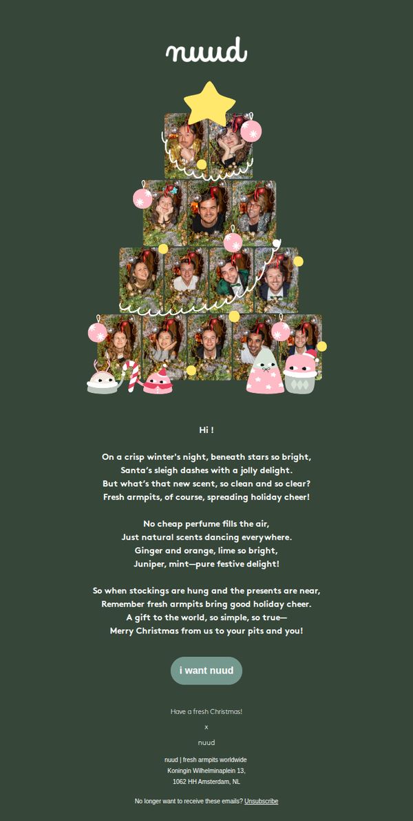 6. Nuud: Stay merry, bright, and fresh...