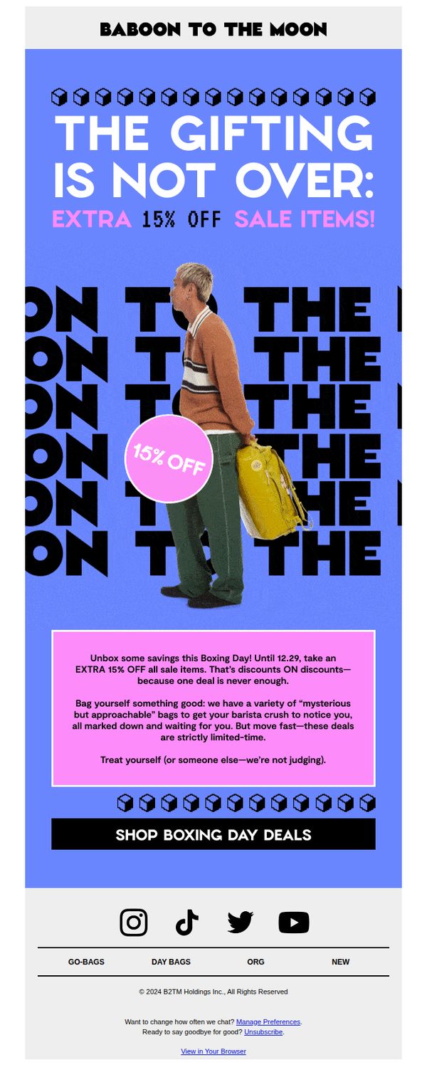9. Baboon To The Moon: BOXING DAY TREAT: EXTRA 15% OFF SALE ITEMS 🛍️