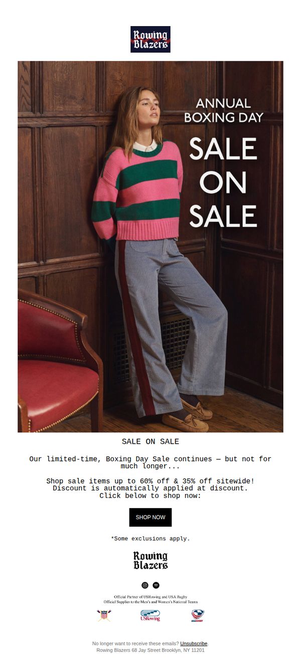 8. Rowing Blazers: SALE ON SALE