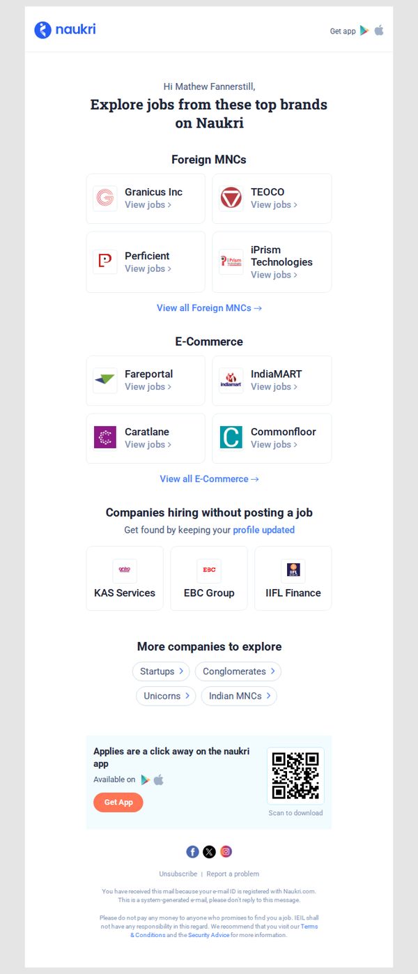 7. Mathew Fannerstill, Top companies are hiring on Naukri right now!