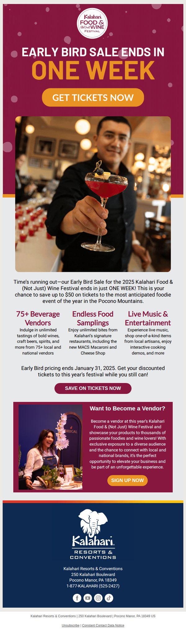 10. Kalahari Resorts: 🚨One Week Left: Save Up to $50!