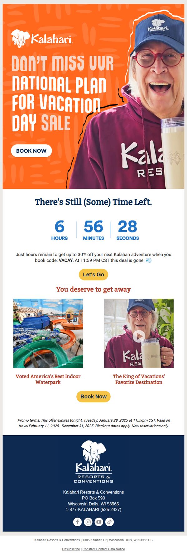 9. Kalahari Resorts: Last chance to save up to 30% ⏳