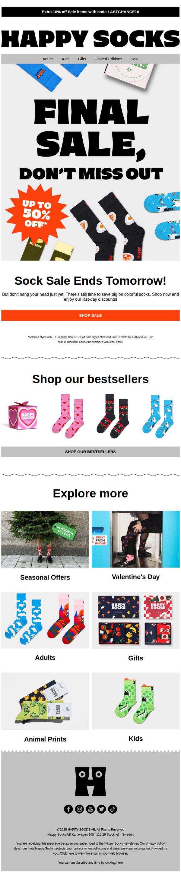 9. Happy Socks: Sock Sale Ends Tomorrow!