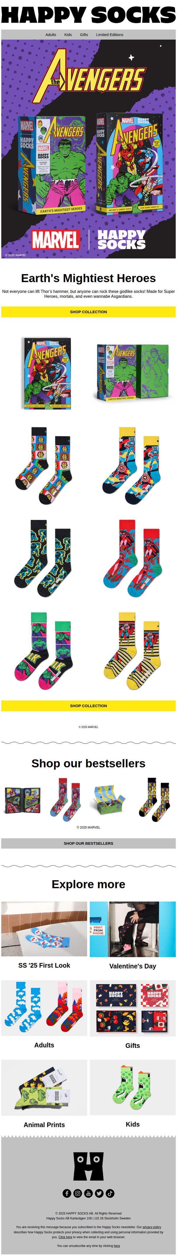 9. MARVEL The Avengers | Happy Socks