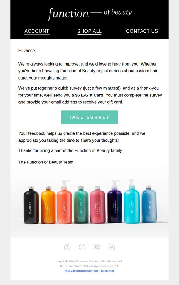 10. We’d love your feedback—$5 for your time!
