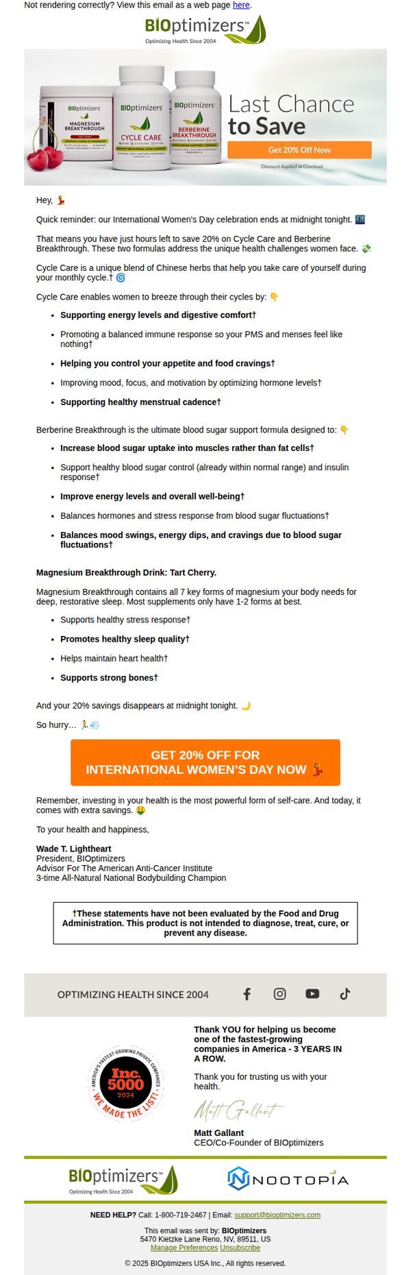 7. BIOptimizers : ⌛ [LAST DAY] 20% off women’s health essentials