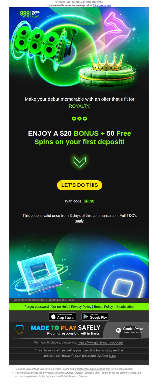8. Step into the Magic with a $20 Bonus & 50 Free Spins