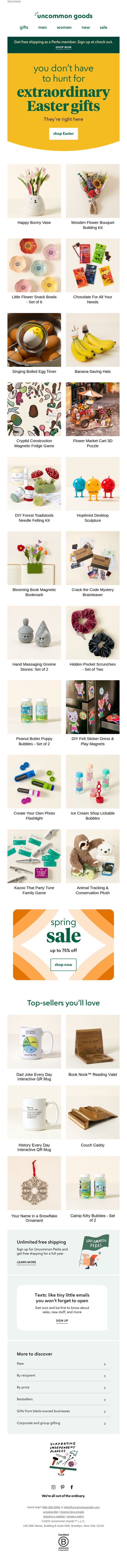 9. uncommon goods: Eggs= hard to find, Extraordinary gifts = easy!