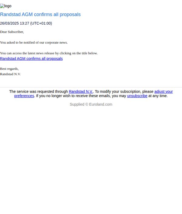 6. Randstad AGM confirms all proposals