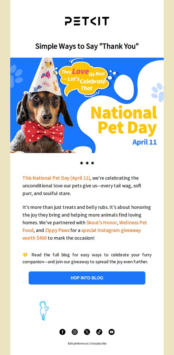 10. PETKIT: 🤪$400 Giveaway to Celebrate National Pet Day