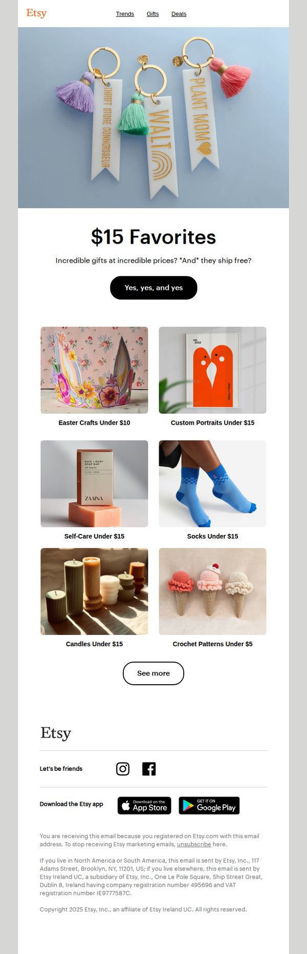 6. Etsy: 😮 $15 gifts 😮
