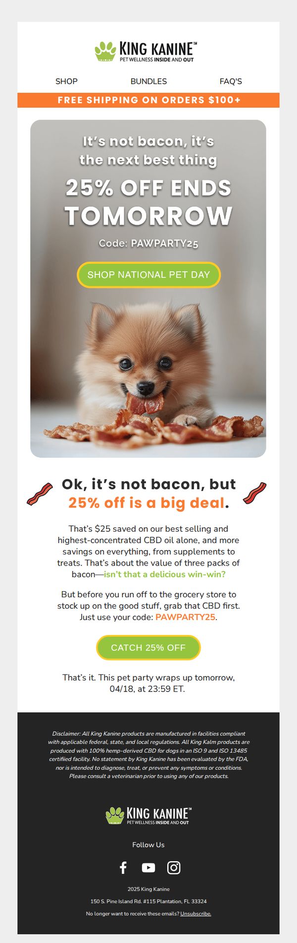 9. KING Kanine: It’s not bacon, but it’s 25% Off 🐶 🥓
