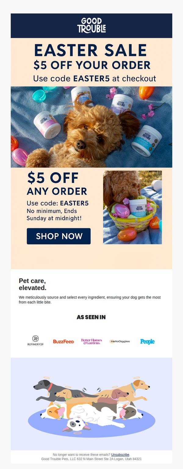 9. Good Trouble Pets: Unlock Your Pup's $5 Easter Treat! 🎉