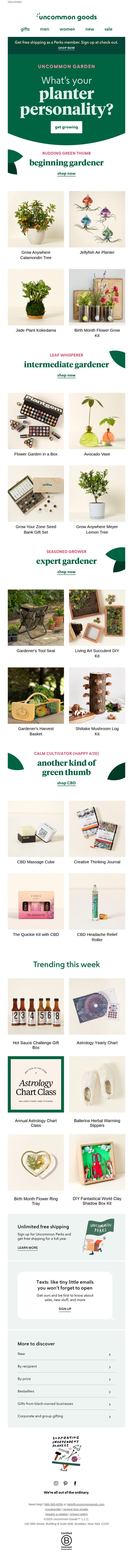 6. uncommon goods: Unique garden goods for all shades of green thumbs