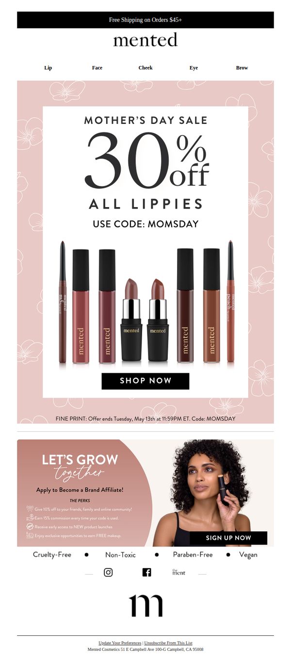 8. 30% Off ALL Lippies for Mother's Day