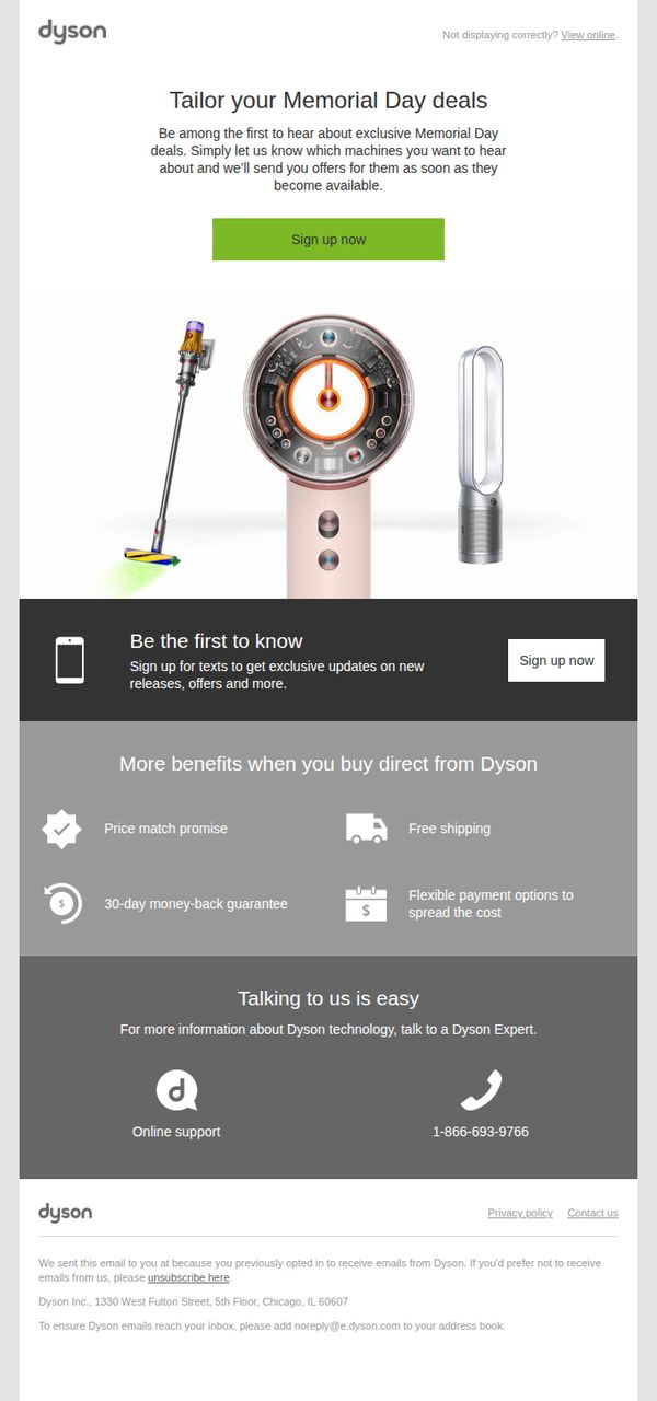 10. Dyson: Unlock Tailored Memorial Day Discounts