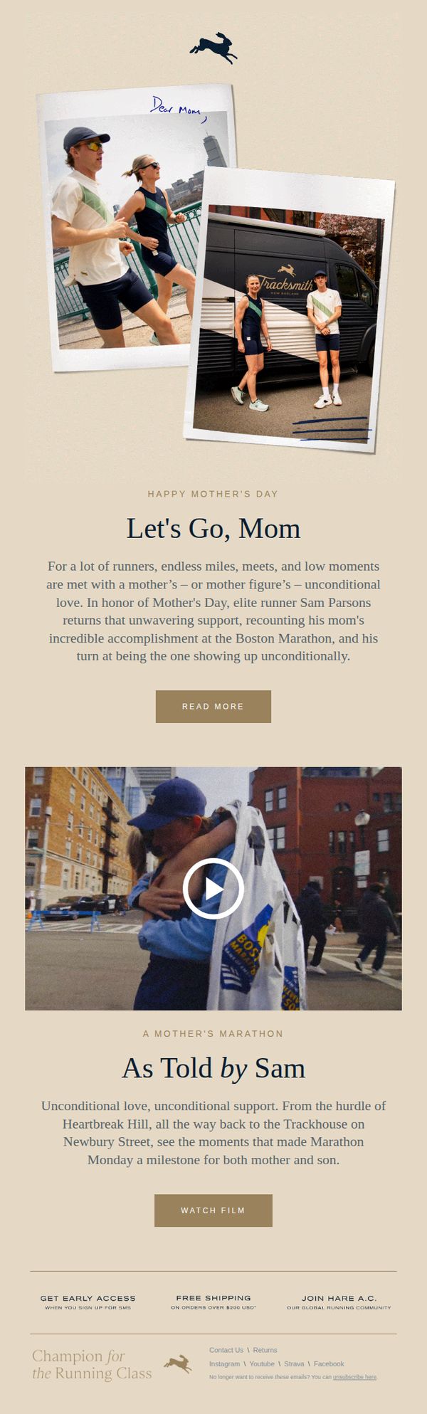 7. Tracksmith: An Open Letter: Let’s Go, Mom