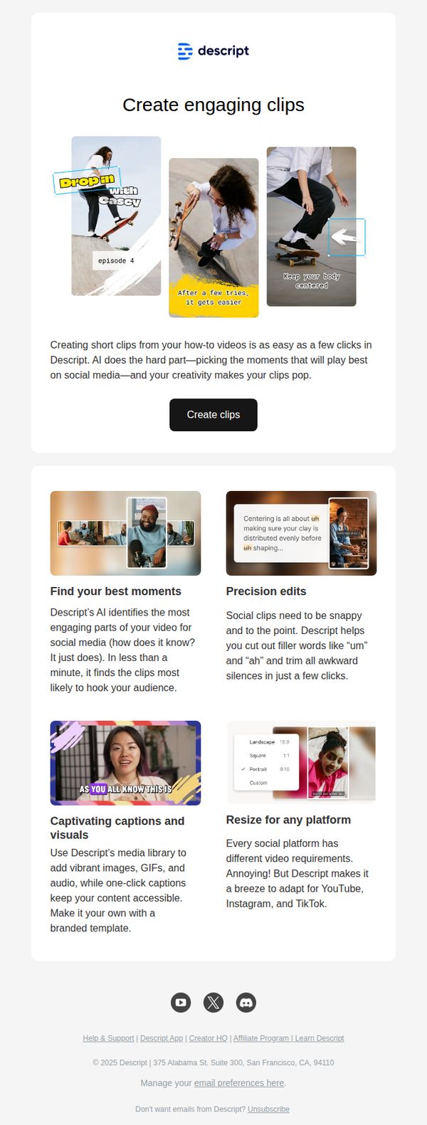 6. Descript : Scroll-stopping clips for social media in minutes