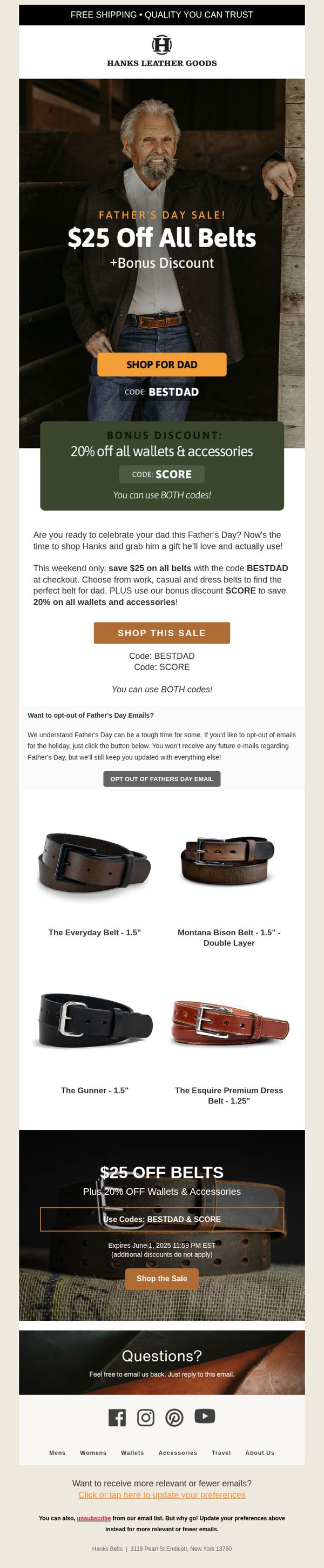 9. Hanks Belts: Hanks Has Everything You Need for Father’s Day!