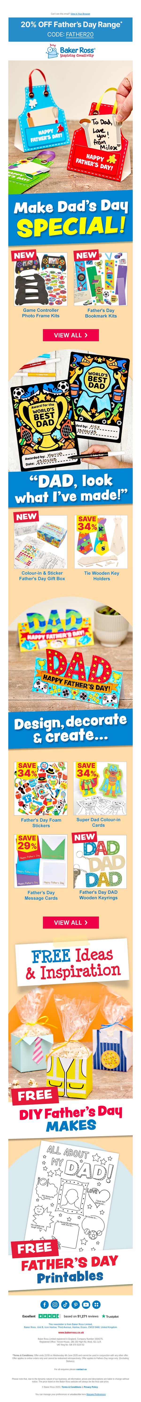 6. Baker Ross: Limited Time: 20% Off Father's Day Products!