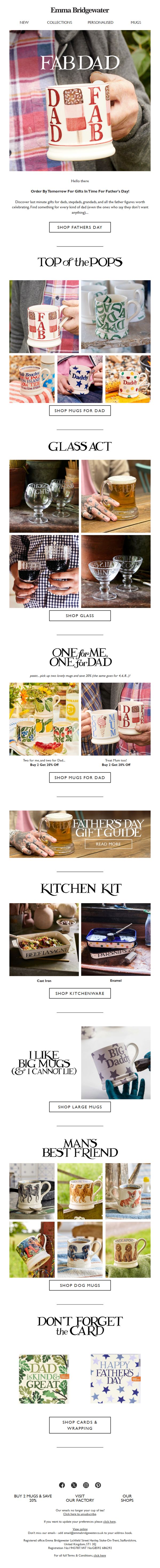 9. Emma Bridgewater: Final Call For Gifts In Time For Father's Day!