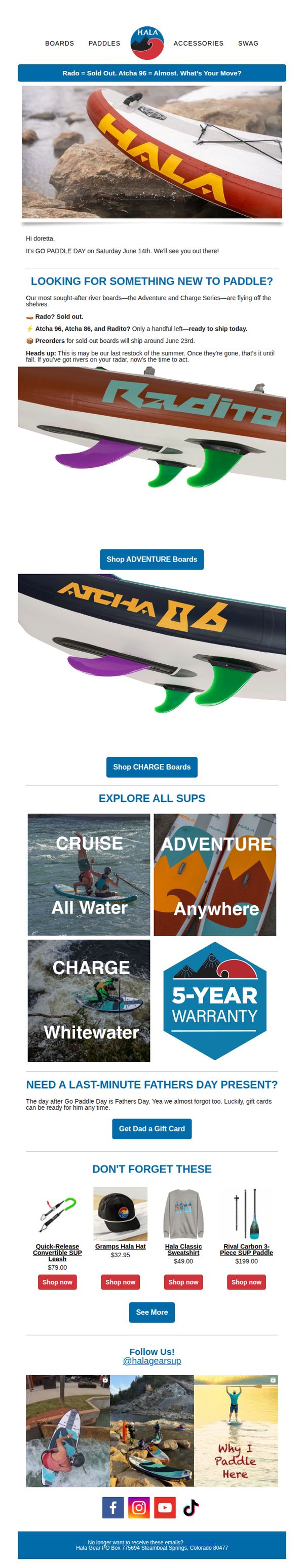 7. Hala Gear : 🌊 Go Paddle Day Is Here—But Our River Boards Are Almost Gone