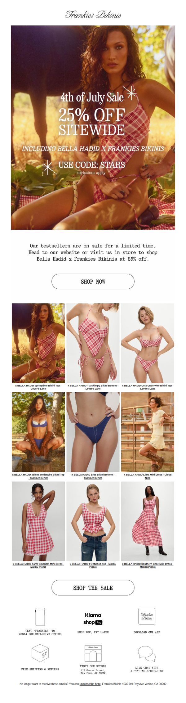 6. SHOP 25% OFF BELLA HADID x FRANKIES BIKINIS