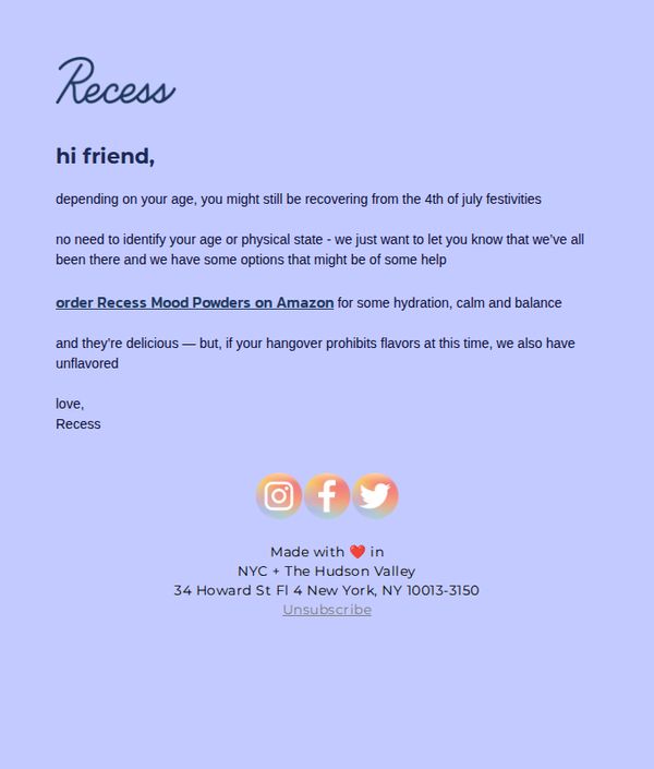10. Recess: still hungover from the 4th?