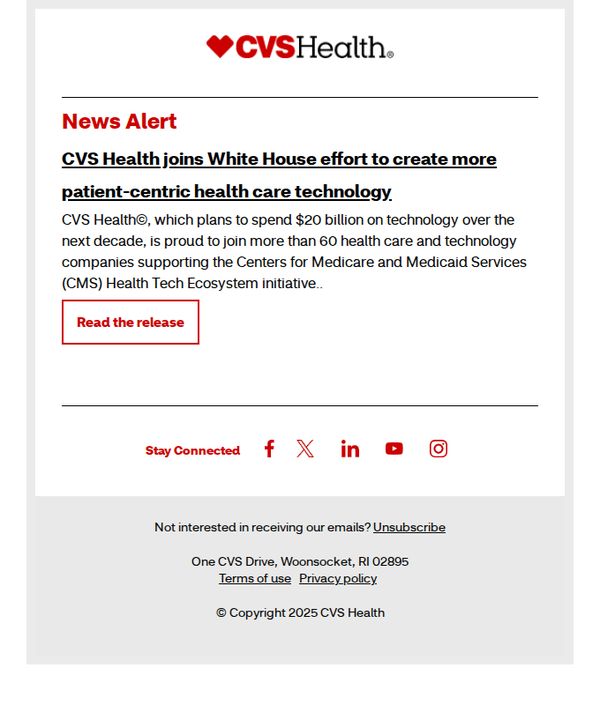 6. News alert: CVS Health joins White House effort to create more patient-centric health care technology