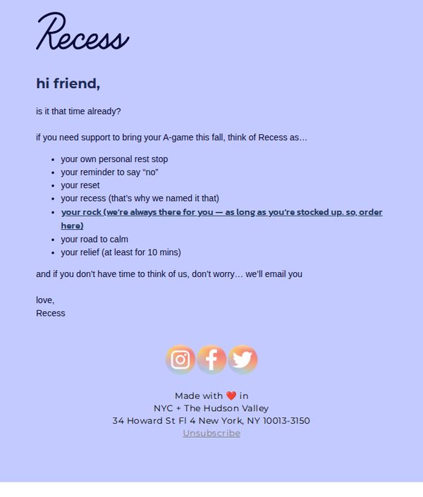 9. Recess: back to school/work?