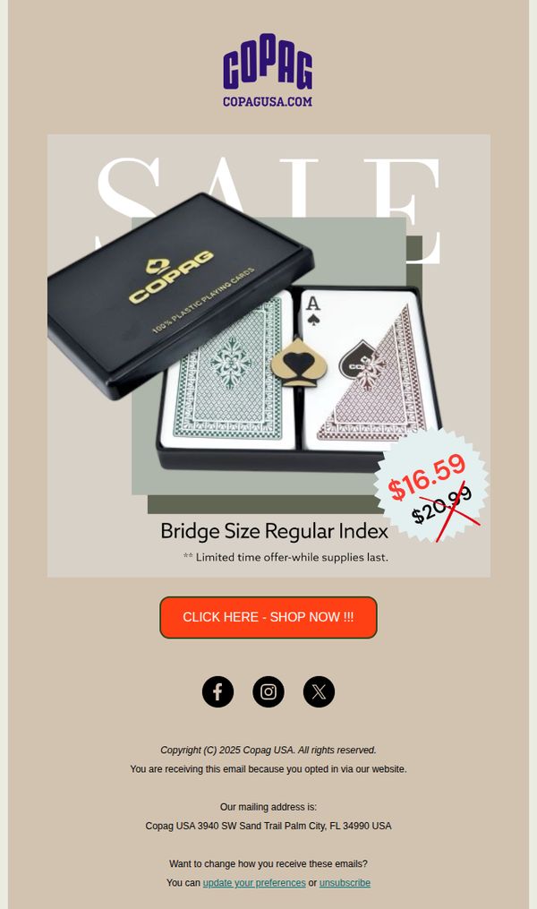 9. Copag USA: SPECIAL SALE - Bridge Size Deck