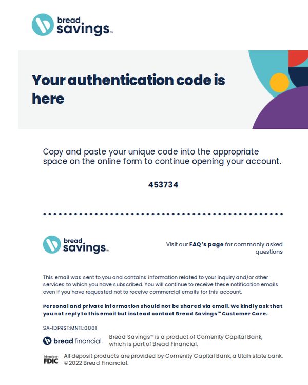 7. Bread Financial : You'll need this code