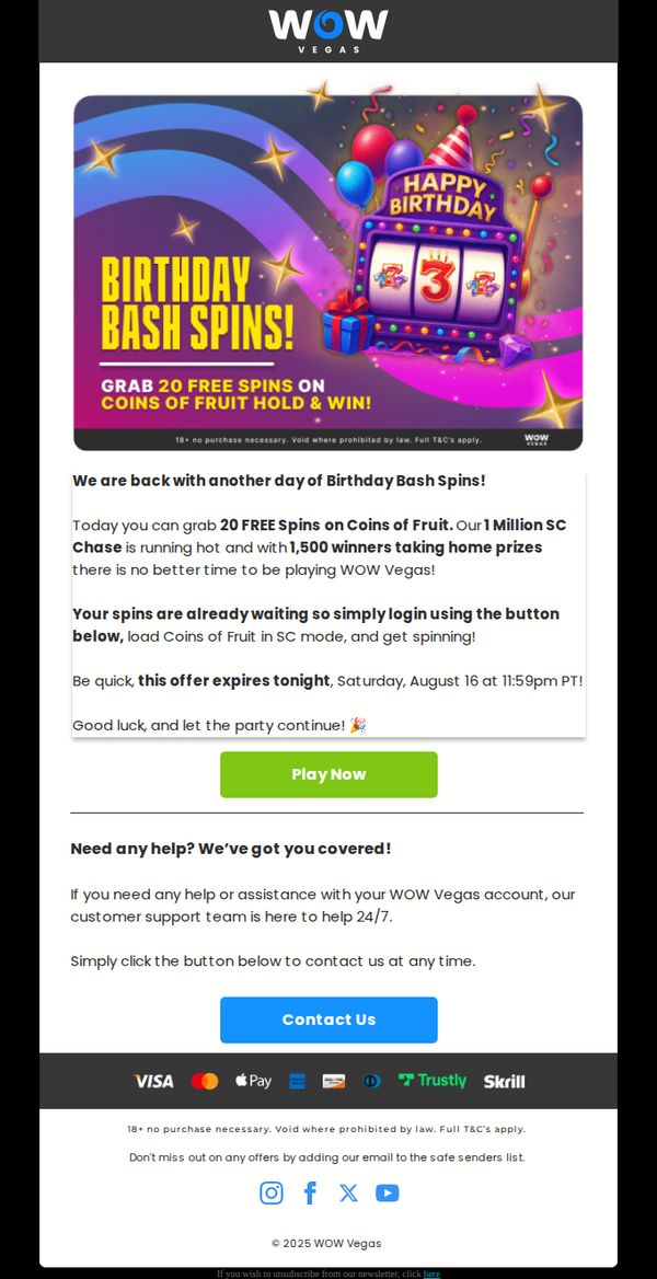 7. 🎰 You Have 20 FREE Spins Waiting!