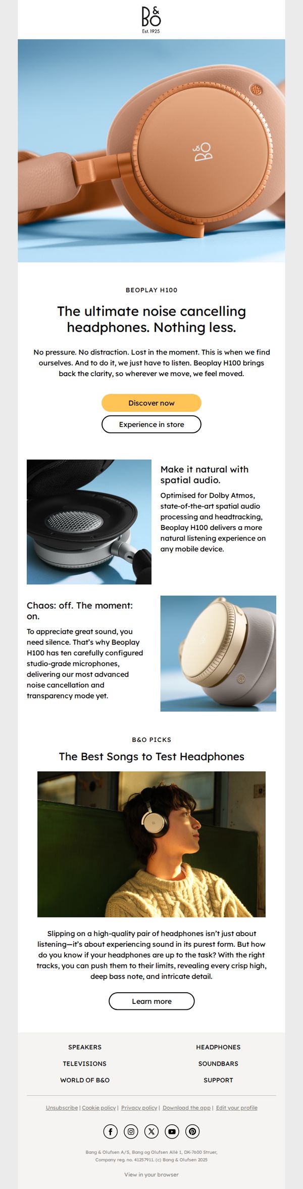 6. Bang & Olufsen: The ultimate noise cancelling headphones