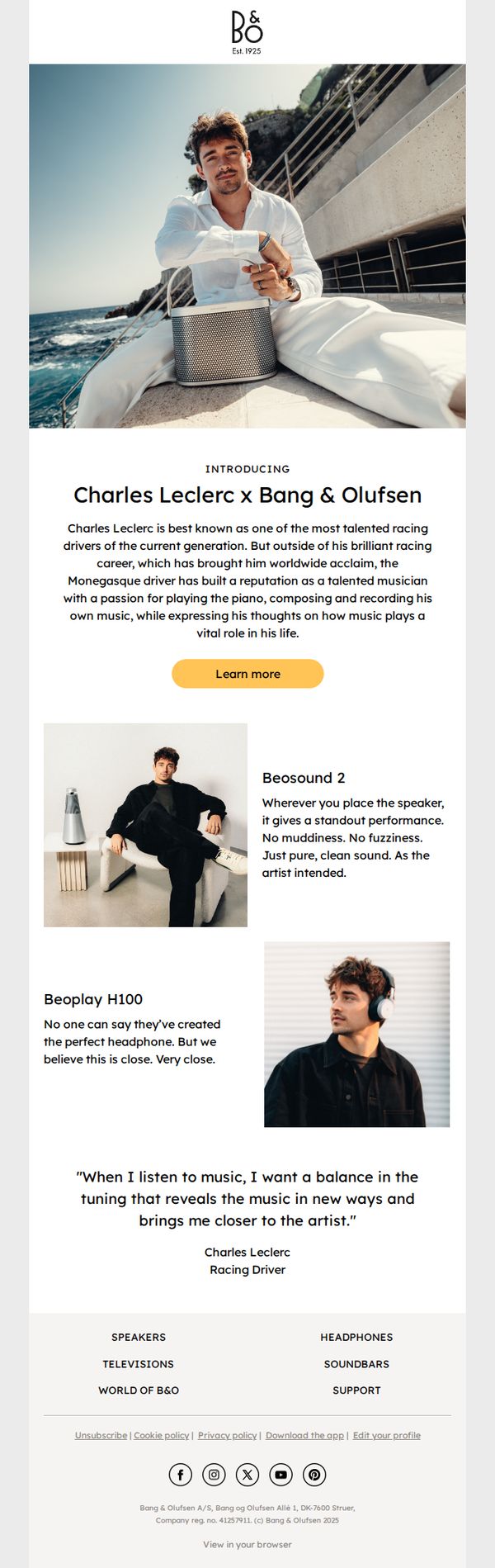 9. Charles Leclerc x Bang & Olufsen