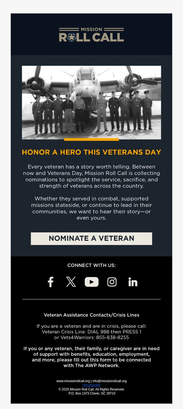 8. Mission Roll Call: Nominate a Hero for Veterans Day