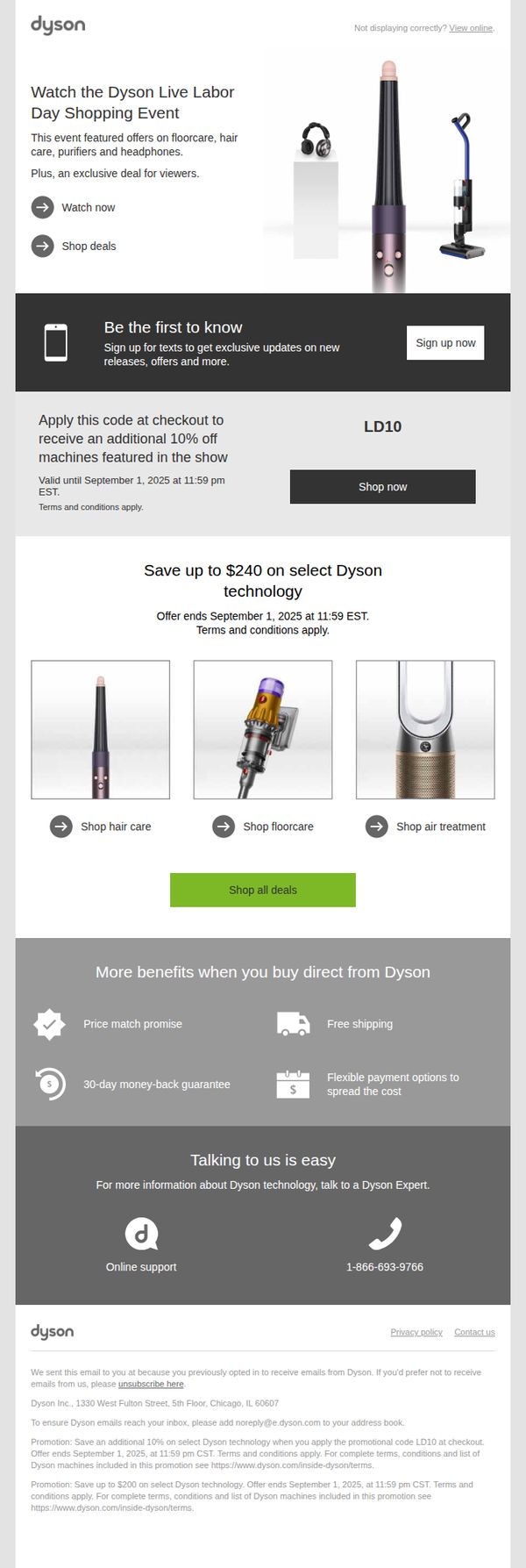 6. Dyson: Missed the Dyson Live Labor Day event?​