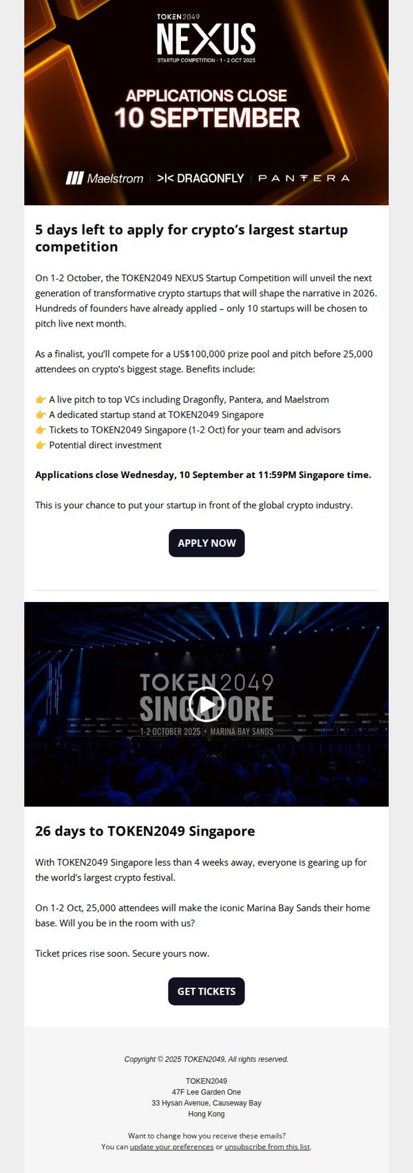 10. Applications Closing For NEXUS, Crypto's Largest Startup Competition