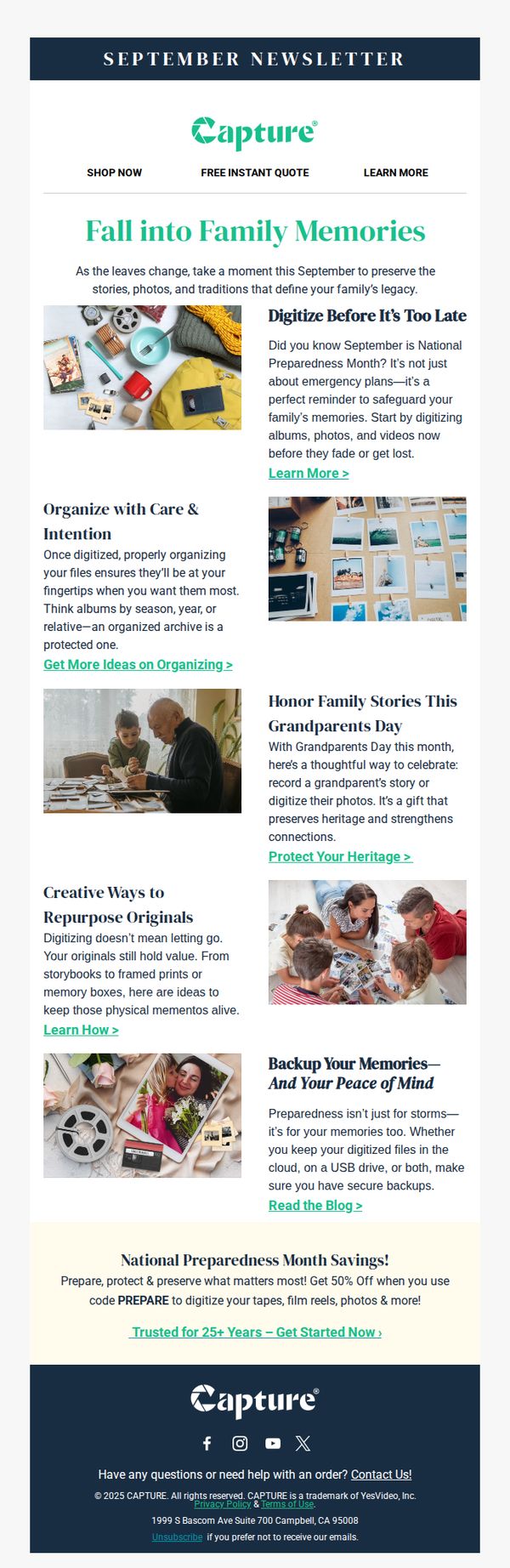 7. September Newsletter: All about safegaurding family, traditions & the moments that last!